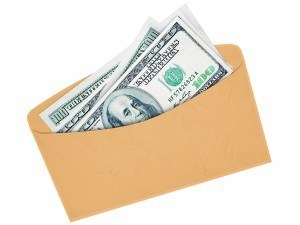 Envelope being used to stash money to be used for bills and budgeting