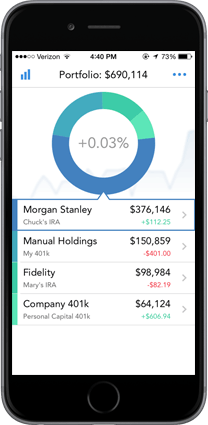 Mobile screenshot of personal capital